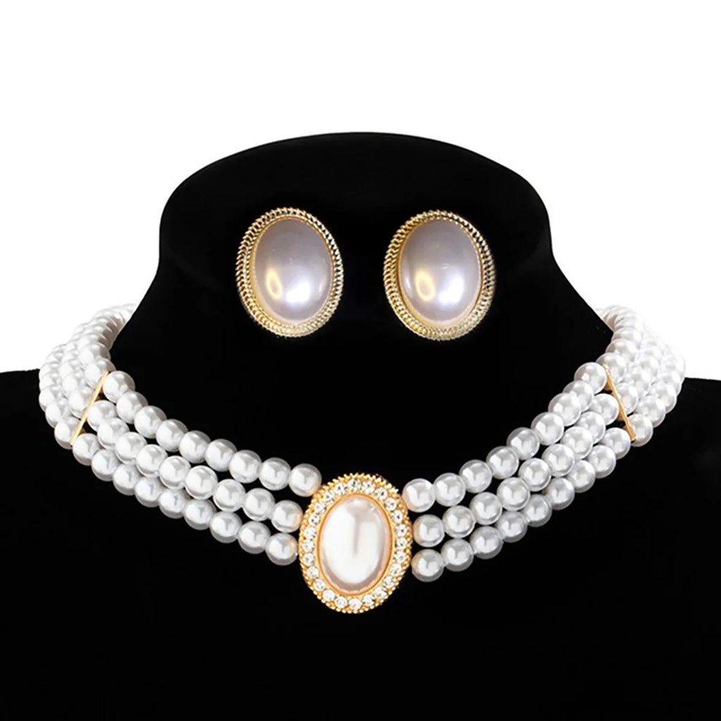 Women's Fashion New Pearl Necklace Bridal Wedding Dress Wedding Dress Performance jewelry Set Girls Birthday Party Gift