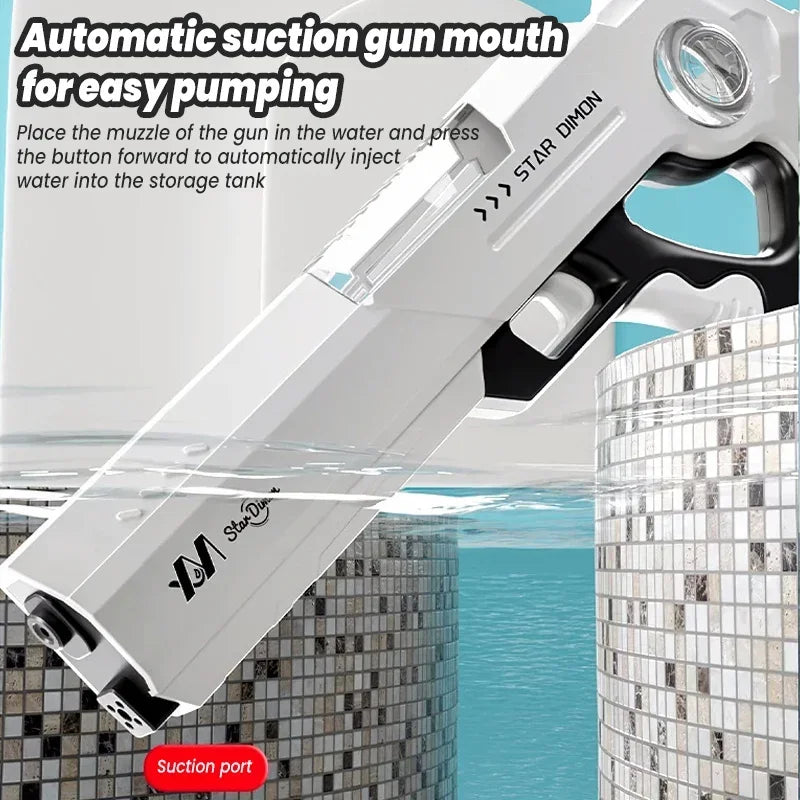 Electric Water Absorption Water Gun Toy  Automatic Water Pistol Shoot Pool Beach Toy for Boys Summer Outdoor for Kids Gift Idea
