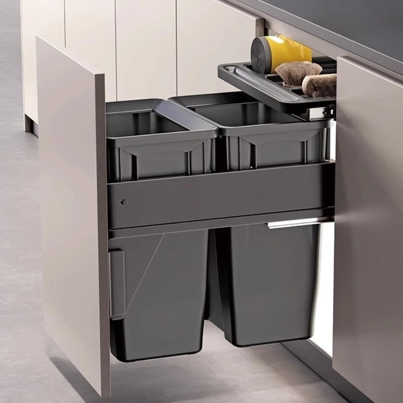 Kitchen Cabinet Embedded Trash Can Large Capacity Hidden Trash Can Classified Garbage Bin with Lid Kitchens Food Waste Disposal