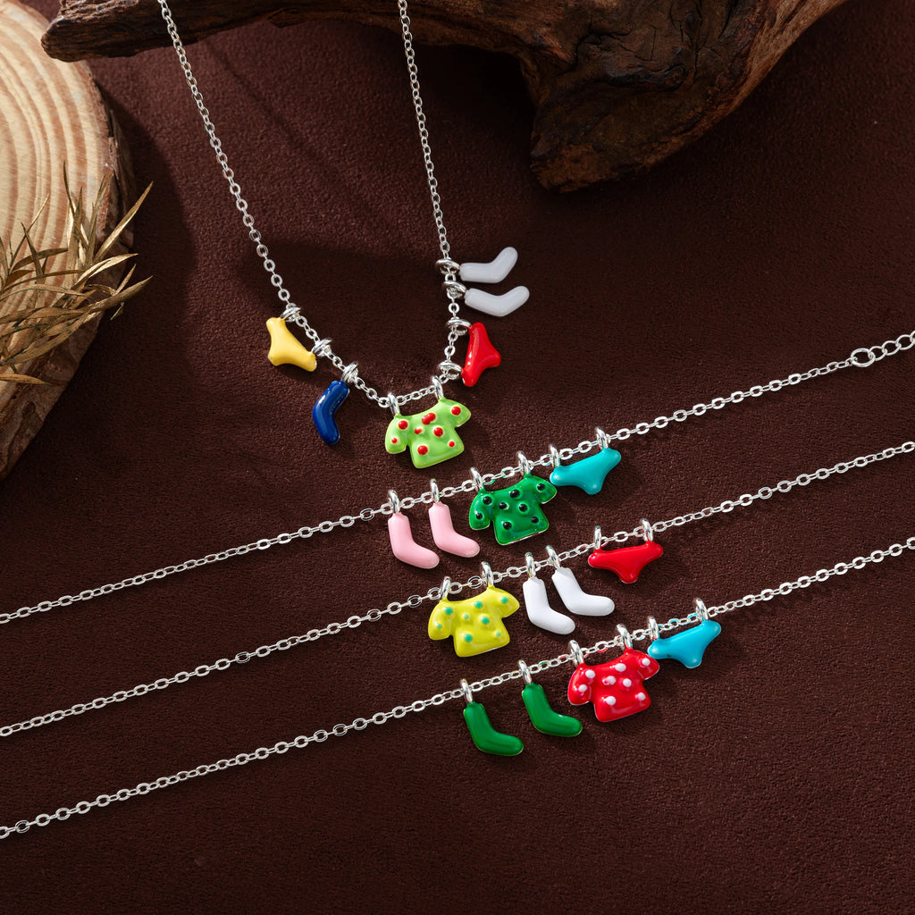 New oil dripping colored clothes, socks, underwear, trendy fashion, sweet necklace, bracelet, gold-plated