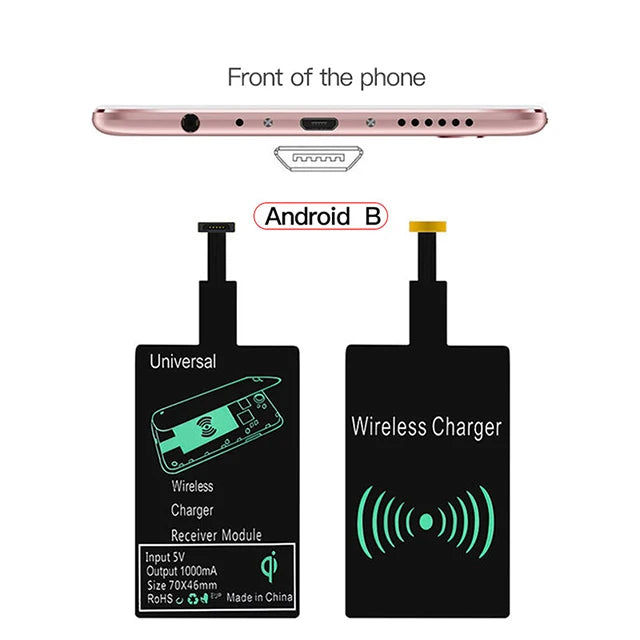 Wireless Charger Receiver Support Type C/Micro USB/8 pin Fast Wireless Charging Adapter For iPhone 7 6 5 Android Wireless Charge