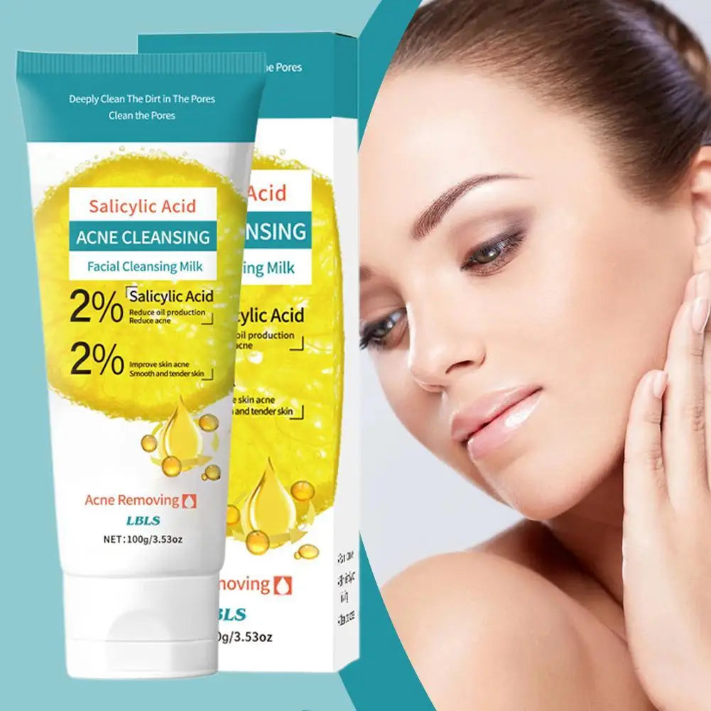 100g Salicylic Acid Facial Cleanser Face Wash Foam Products Moisturizing Cleanser Skin Hydrating Facial Face Care Cleansing D6B0