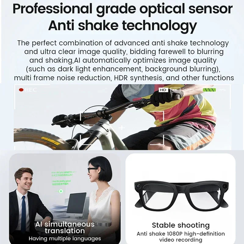 2025 Smart Glasses 800W Camera 1080P HD Video Recording Translation Wireless Calling AI Voice Smart Touch Control Smart Glasses