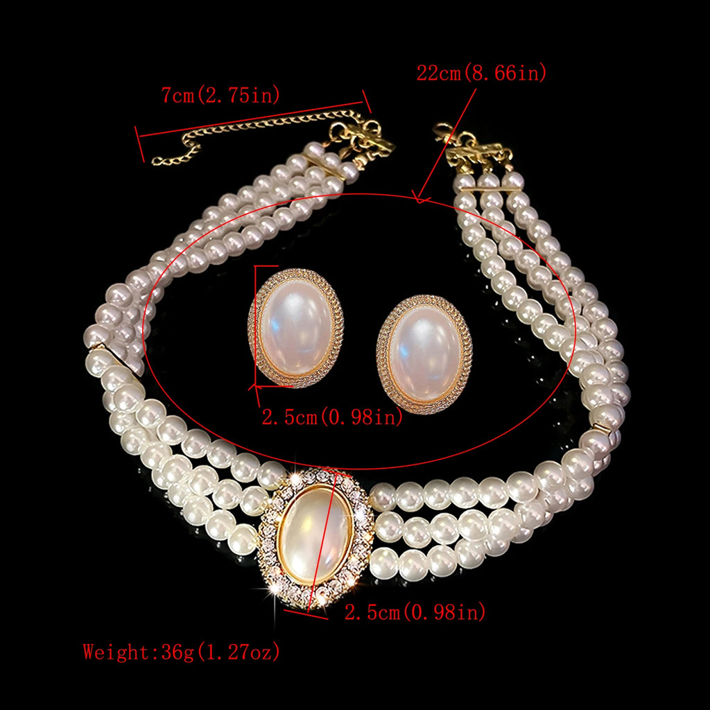 Women's Fashion New Pearl Necklace Bridal Wedding Dress Wedding Dress Performance jewelry Set Girls Birthday Party Gift