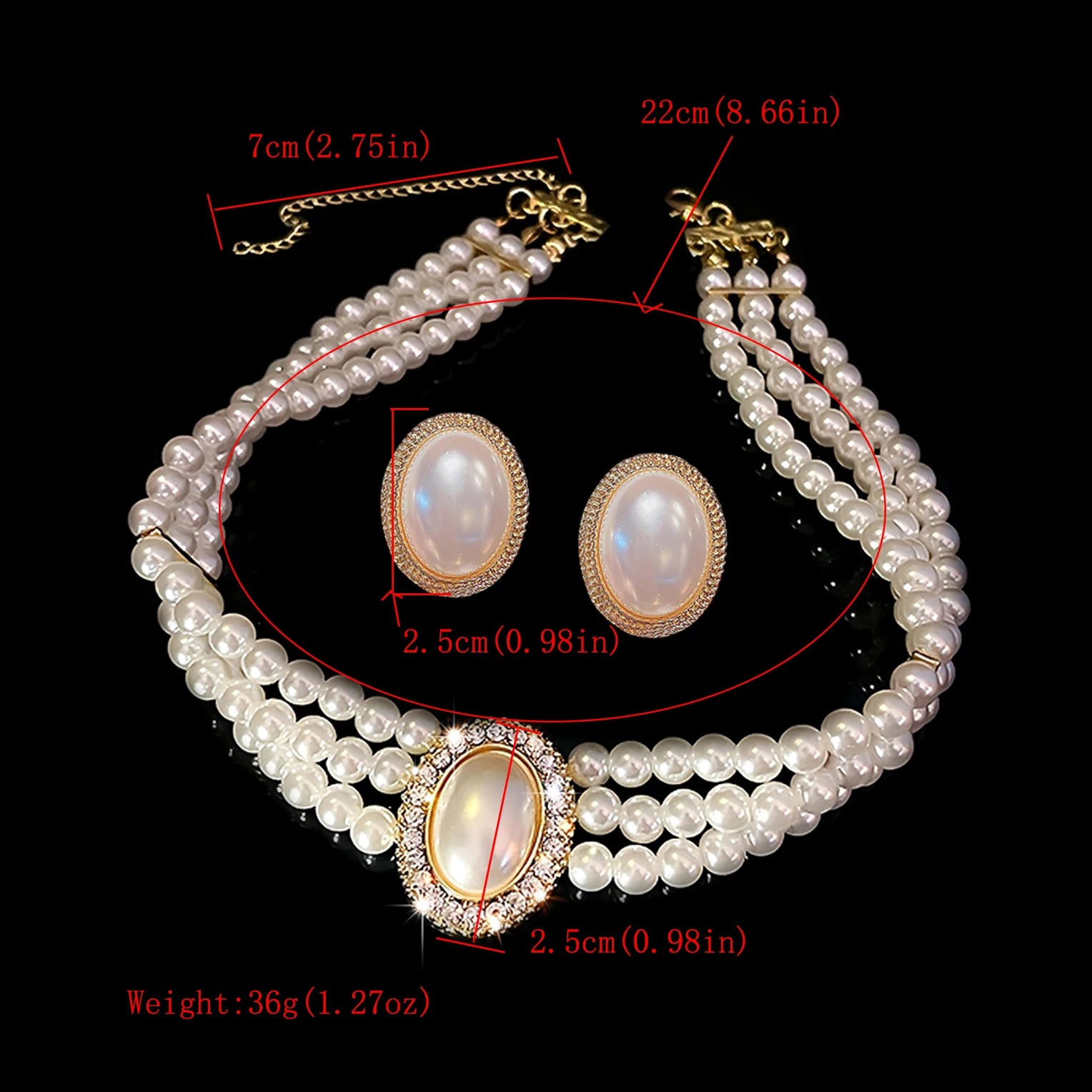 Women's Fashion New Pearl Necklace Bridal Wedding Dress Wedding Dress Performance jewelry Set Girls Birthday Party Gift