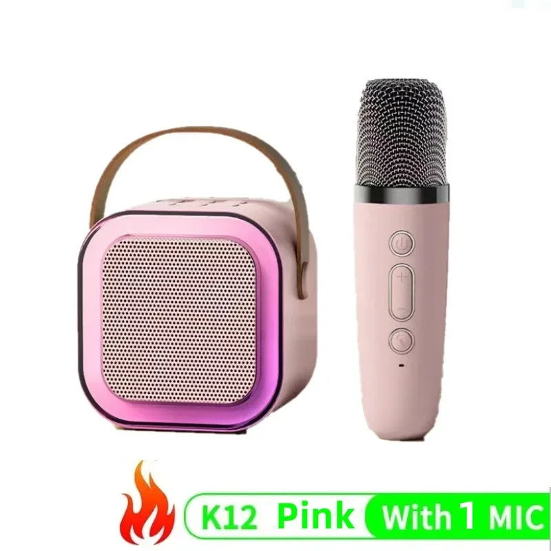 K12 Bluetooth Karaoke Machine Portable  5.3 PA Speaker System with 1-2 Wireless Microphones Home Family Singing Children's Gifts