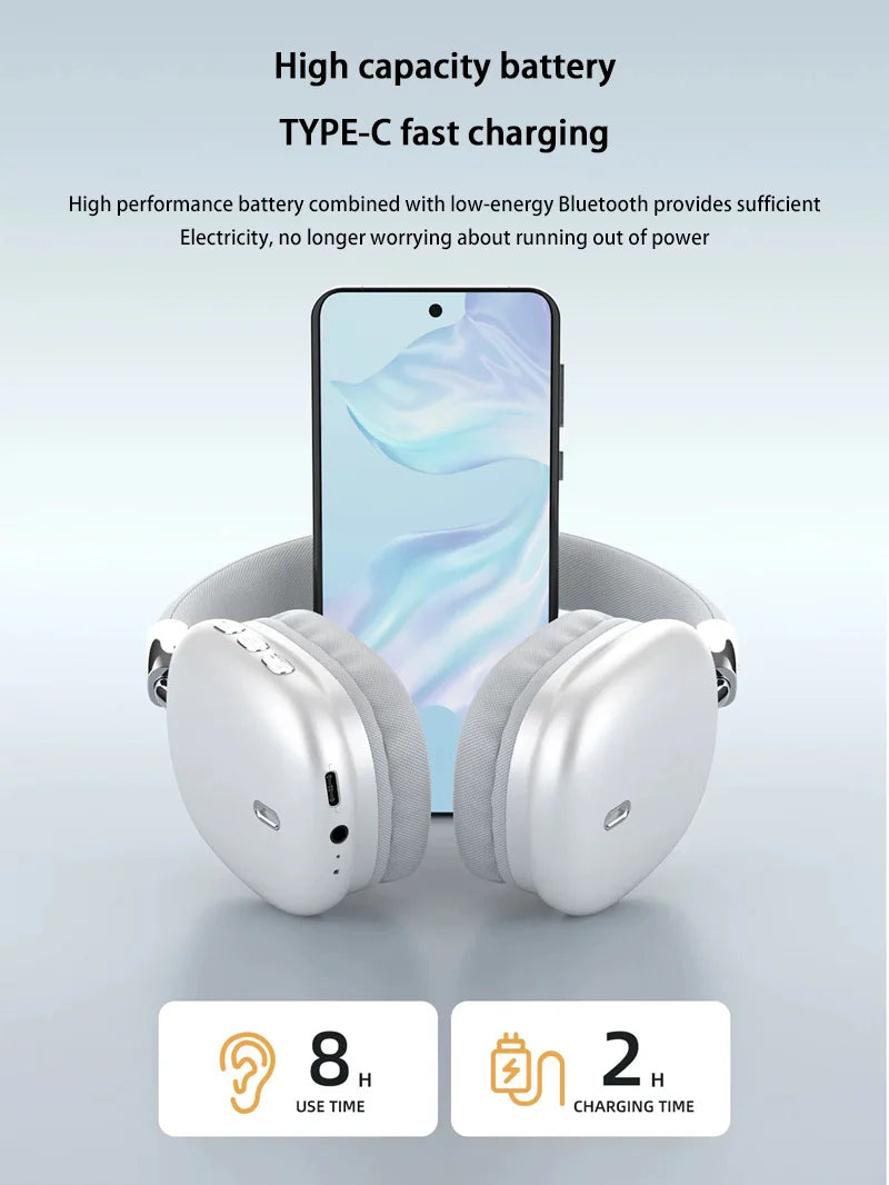 Wireless Bluetooth Headset HiFi Stereo Subwoofer Noise Cancellation Headphones Foldable Lightweight Earphones Durable Battery