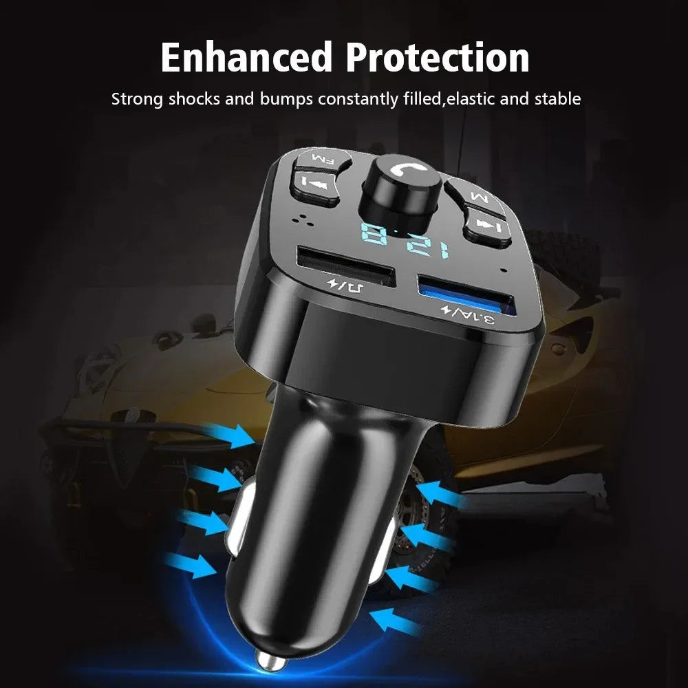 3.1A Car Charger For Phone Dual USB Fast Charging Adapter FM Transmitter Wireless Bluetooth Audio Receiver QC3.0 Charger in Car