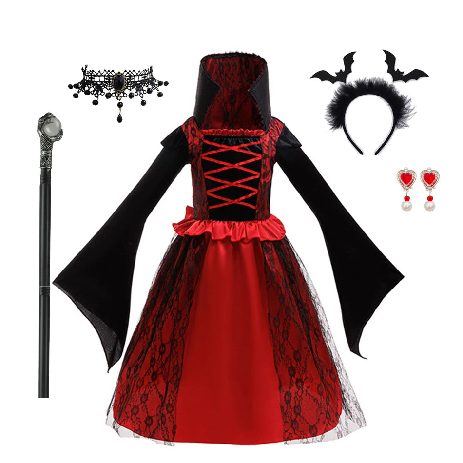 Halloween children Costumes Girls Princess Dresses Ghost Clothes Horror Vampire Cloak Performance Costumes Carnival Outfit