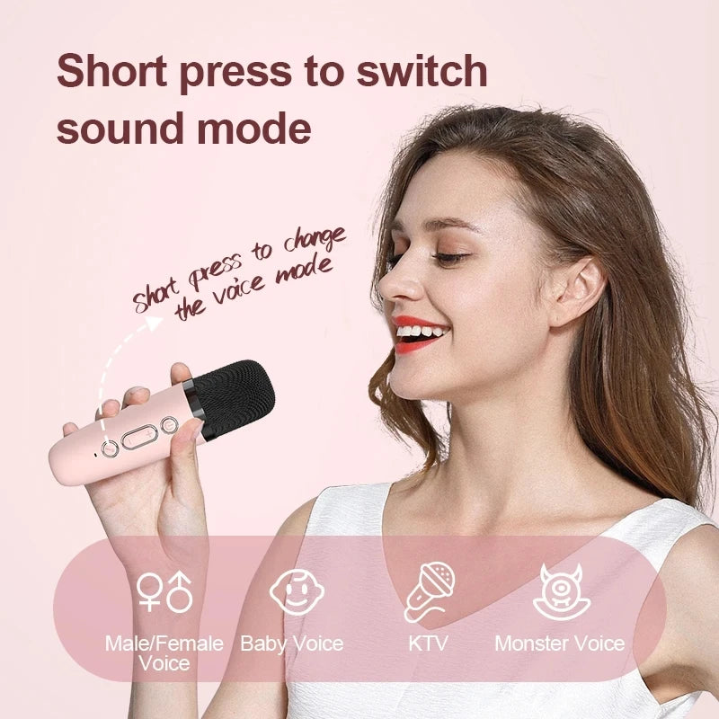 Mini Karaoke Machine for Kids and Adults Portable Speaker With 1-2 Wireless Microphone for Home KTV Birthday Party Holiday Gifts