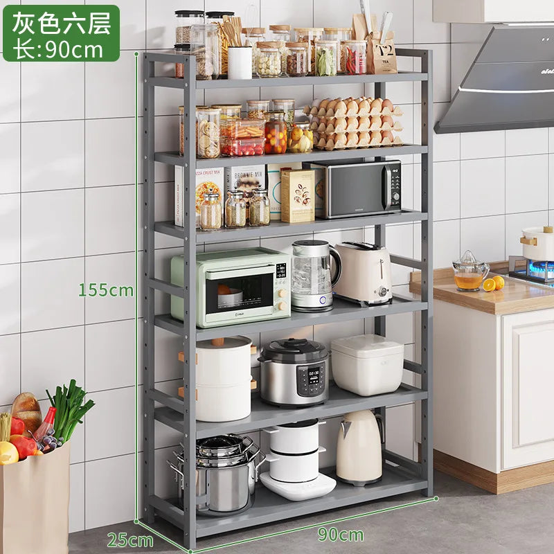 Kitchen Storage Ra Countertop Cabinet Multi-layer Partition elf Spice Microwave Pot Storage Organizer Bamboo Material