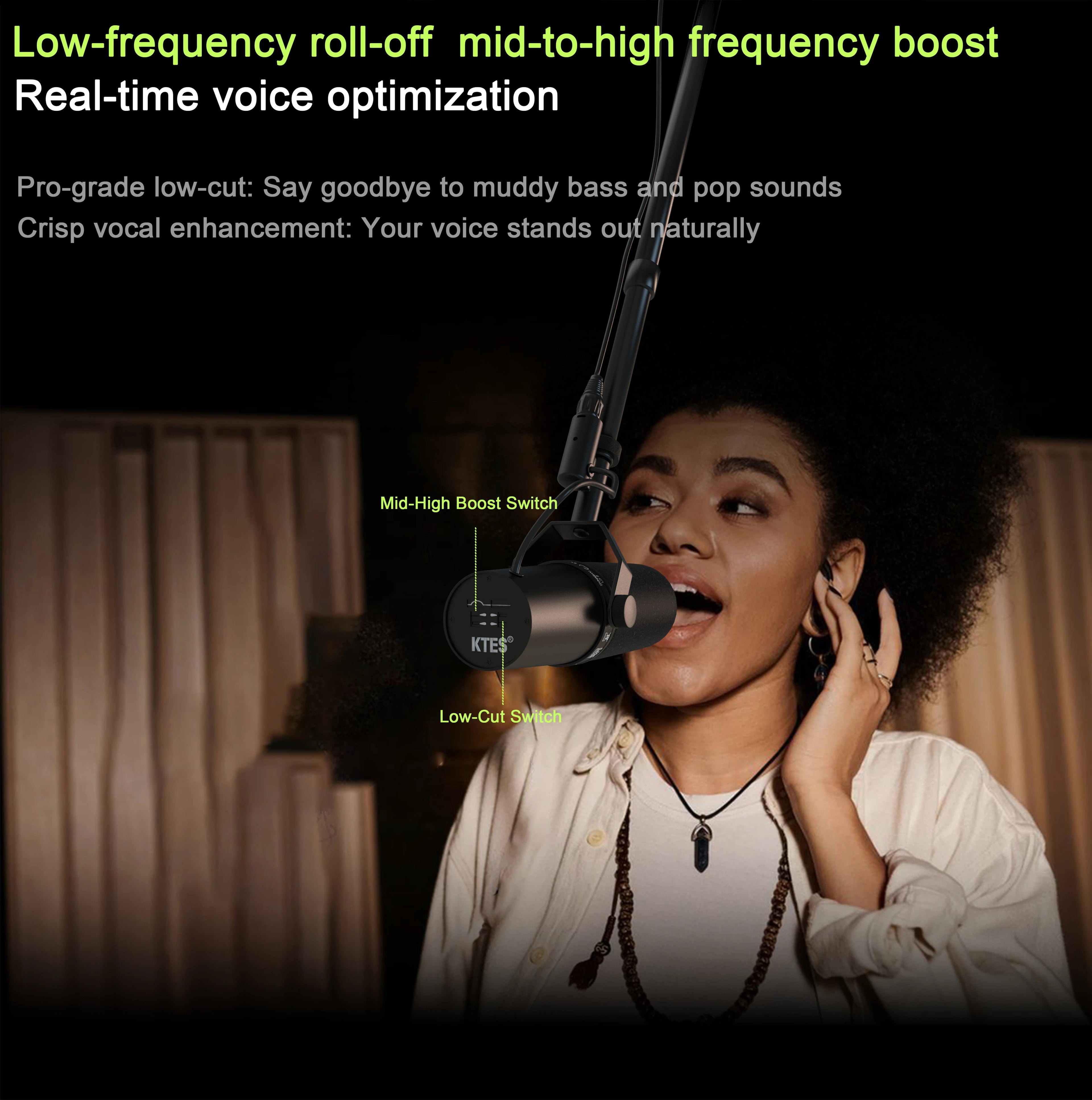 SM7B Cardioid Dynamic Microphone Sm7b 7B Studio Selectable Frequency Response Microphone for Live Stage Recording Podcasting