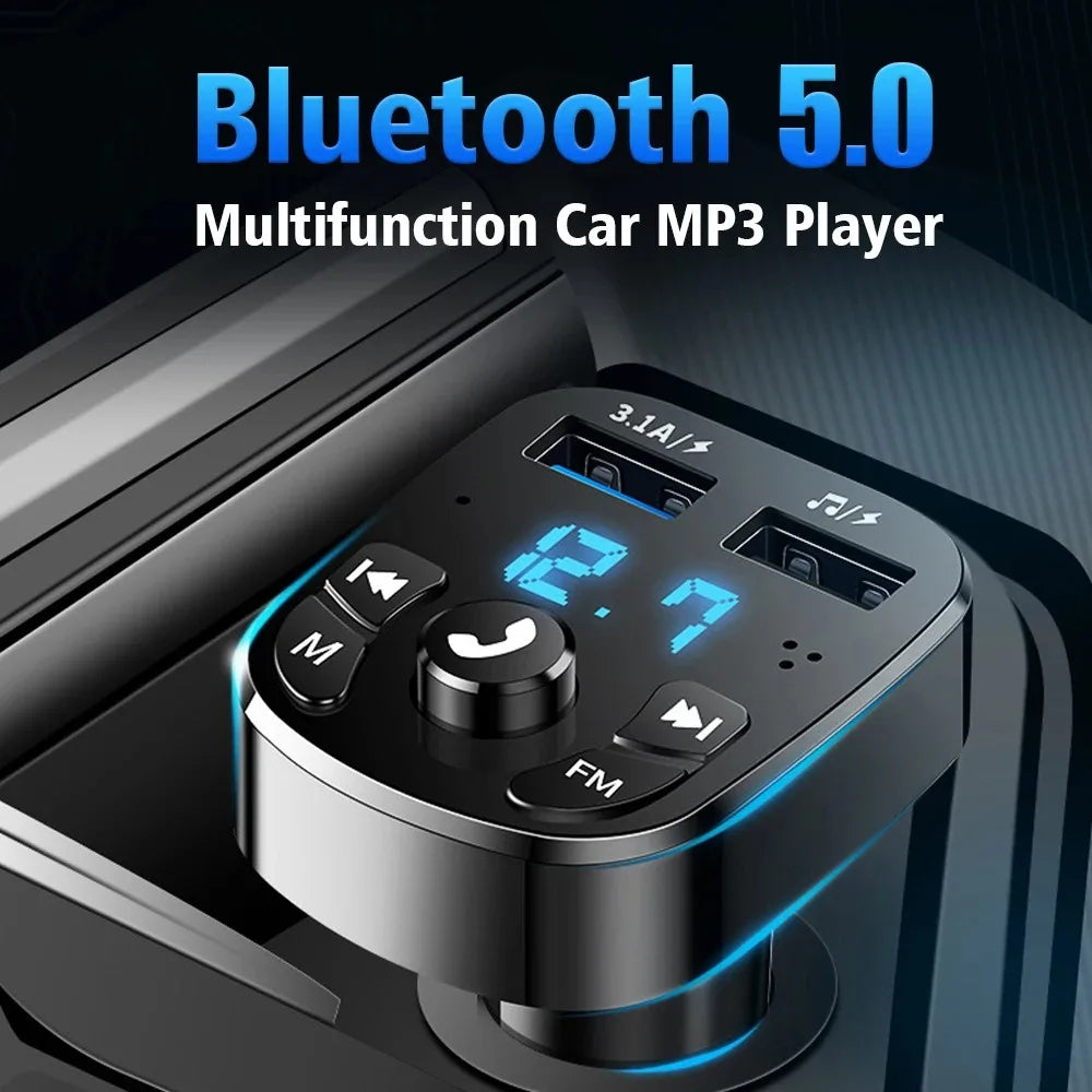 3.1A Car Charger For Phone Dual USB Fast Charging Adapter FM Transmitter Wireless Bluetooth Audio Receiver QC3.0 Charger in Car
