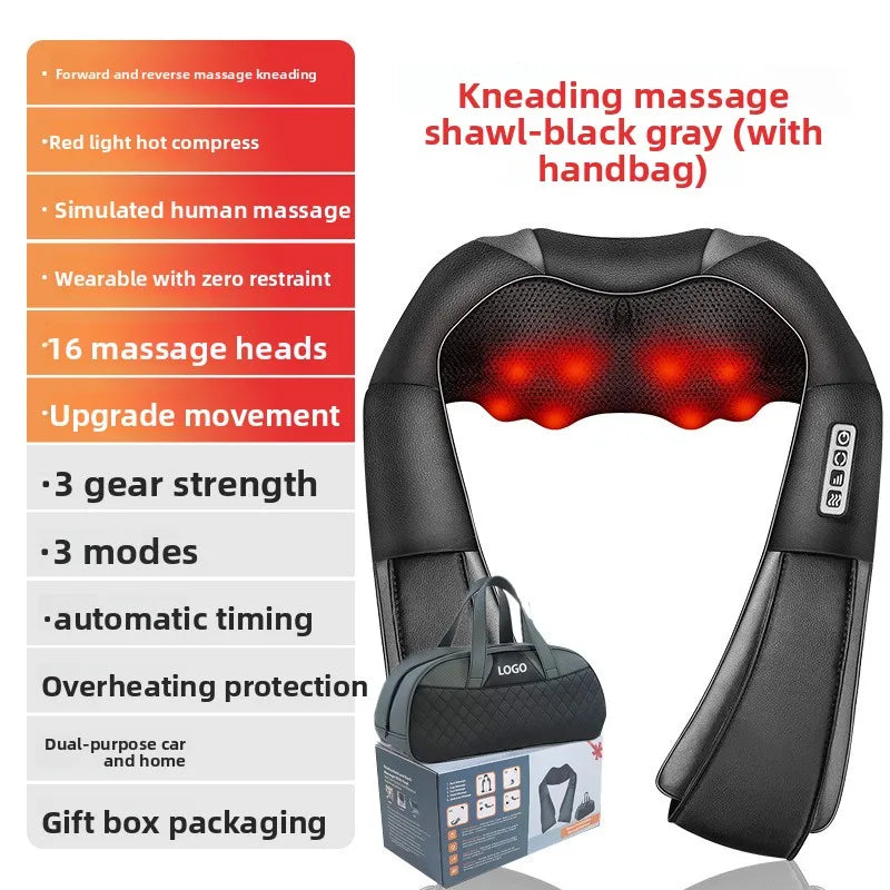 Cervical Spine Massager Massage Shawl Kneading Hot Compress Electric Household Waist Shoulder and Neck Massager