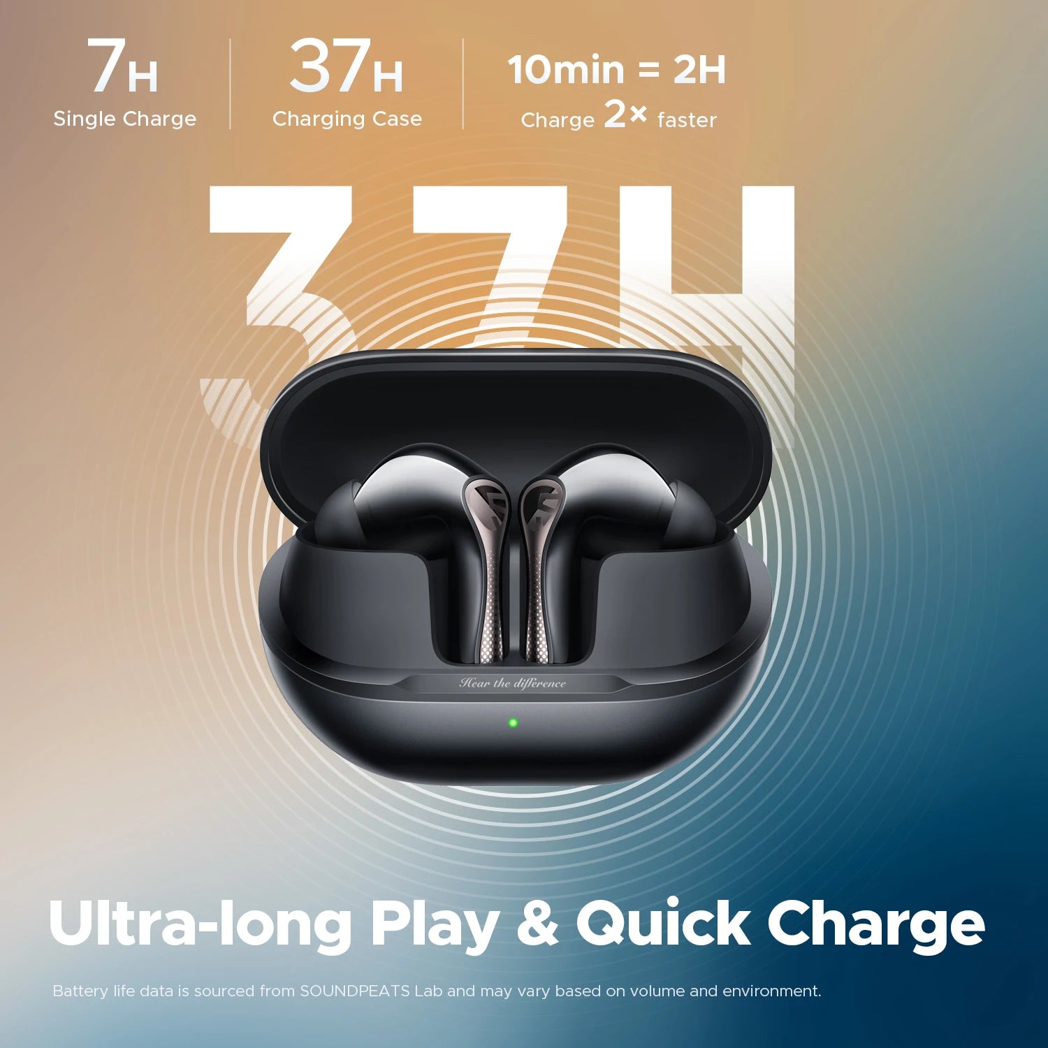 SOUNDPEATS Air5 Pro Wireless Earphones 55 dB Adaptive Hybrid ANC Bluetooth 5.4 Earbuds, Hi-Res LDAC aptX Loseless,6 Mics AI ENC