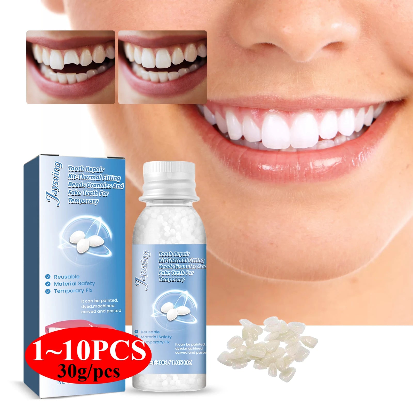 30g Temporary Tooth Repair Moldable Teeth And Gaps False Tooth Solid Gel Adhesive Fake Teeth Beauty Tool Dental Supplies