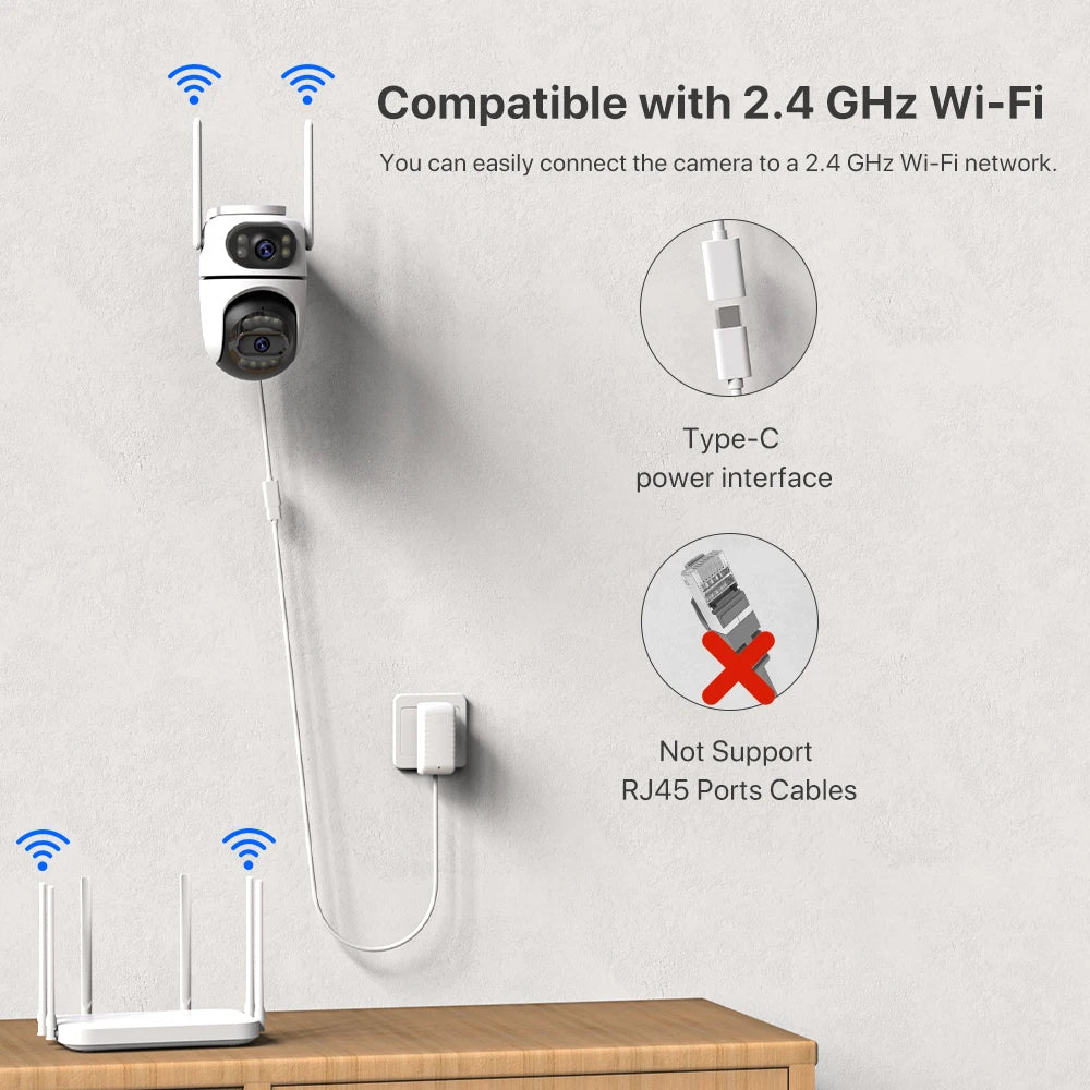 Wifi PTZ Camera iCsee APP 8MP 4K HD Dual Lens Dual Screens Video Surveillance IP Camera Ai Tracking Outdoor Home Security CCTV