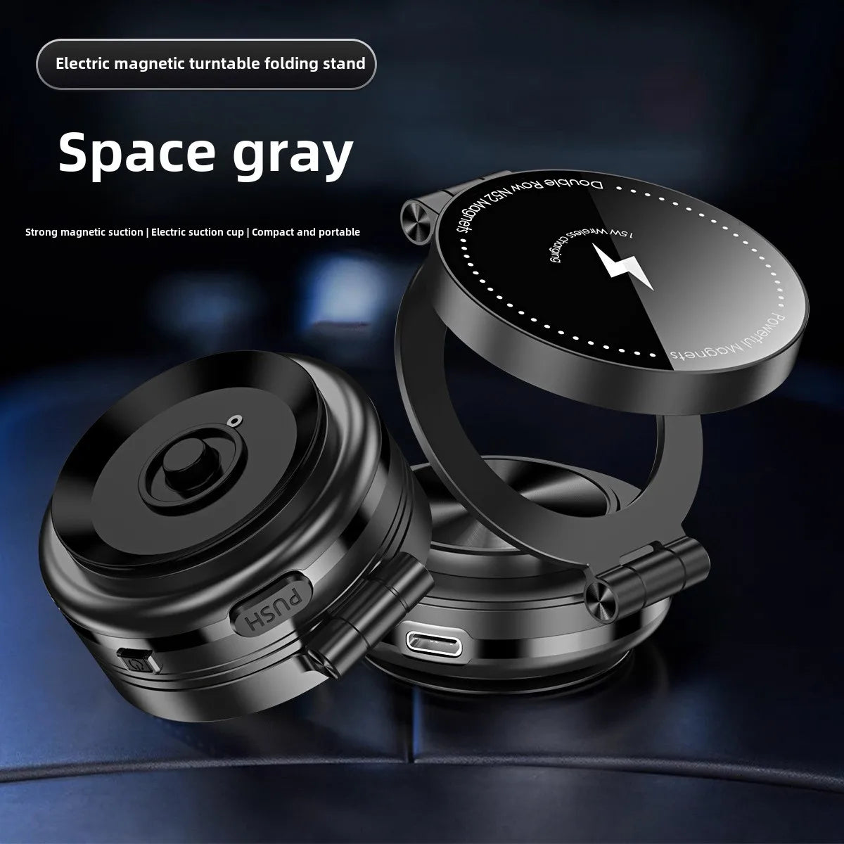 15W Wireless Charger  Double Sides Phone Holder Magnetic Vacuum Adsorption Bracket Foldable GPS Stand Electric Sucker Cup Suppor