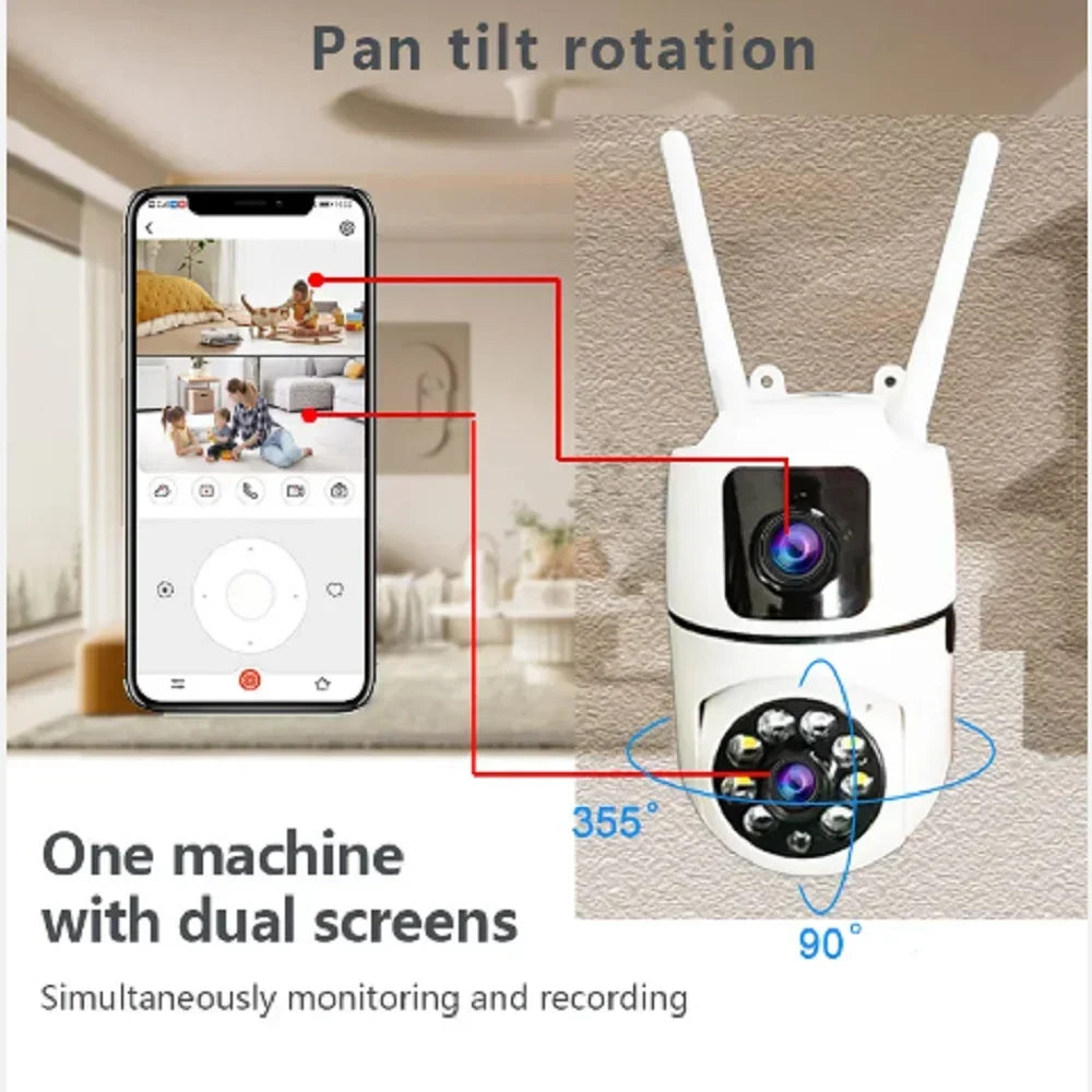 8MP HD IP Wifi Camera Dual Lens Security Wireless Outdoor Cameras PTZ Color Night Vision Home Baby Monitor Auto Motion Detection