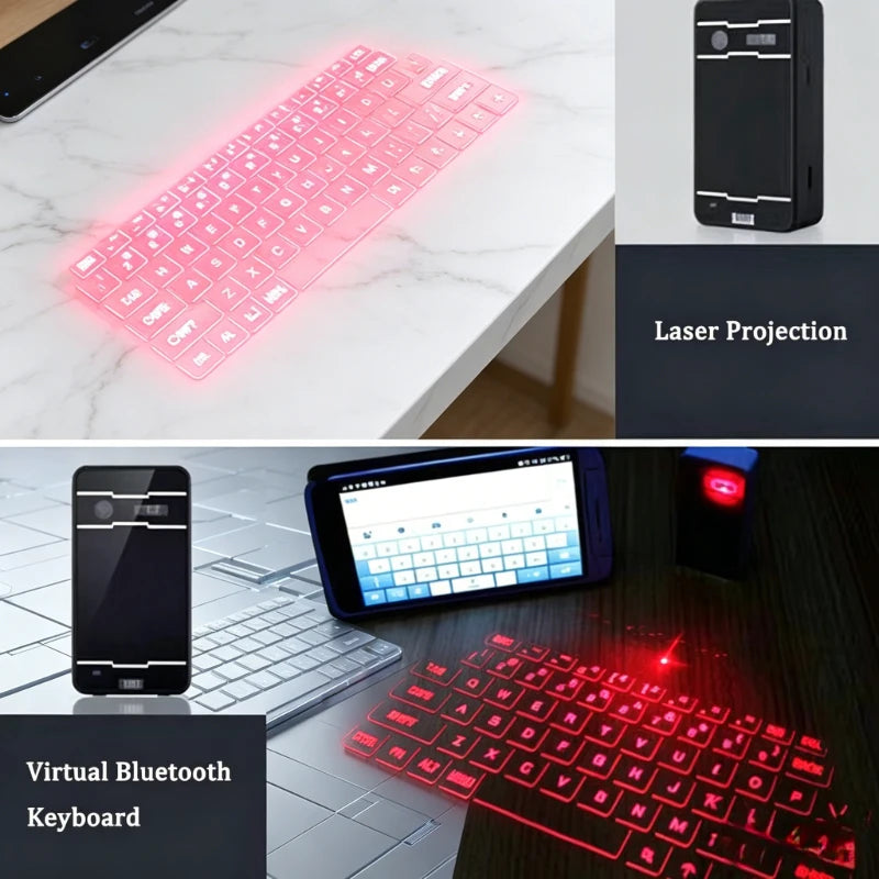 New F1 Virtual Laser Projection Keyboard Wireless Bluetooth Voice Broadcast Speaker Mouse 3 in 1 Rechargeable Portable Keyboard