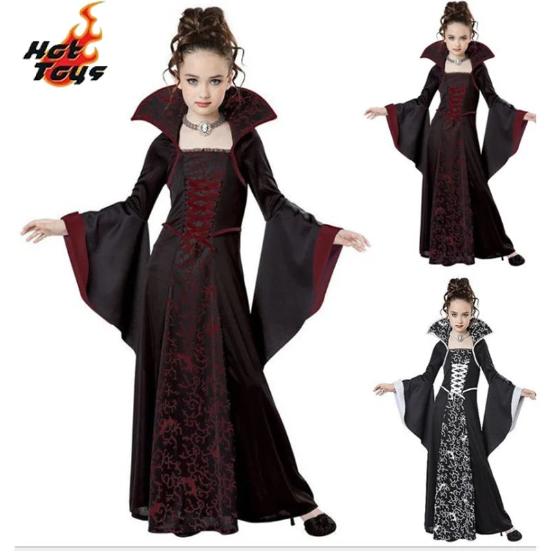 Halloween Costume for Kids Halloween Fantasy Vampire Costume Girls Witch Cosplay Children's Performance Clothing for Party