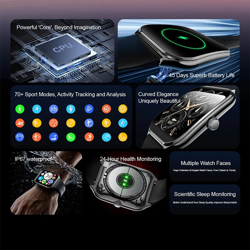 New Ultra Thin Smart Watch men 1.96" AMOLED 360*360 HD Pixel Display Always Show Time Call Reminder Smartwatch Ladies For huawei