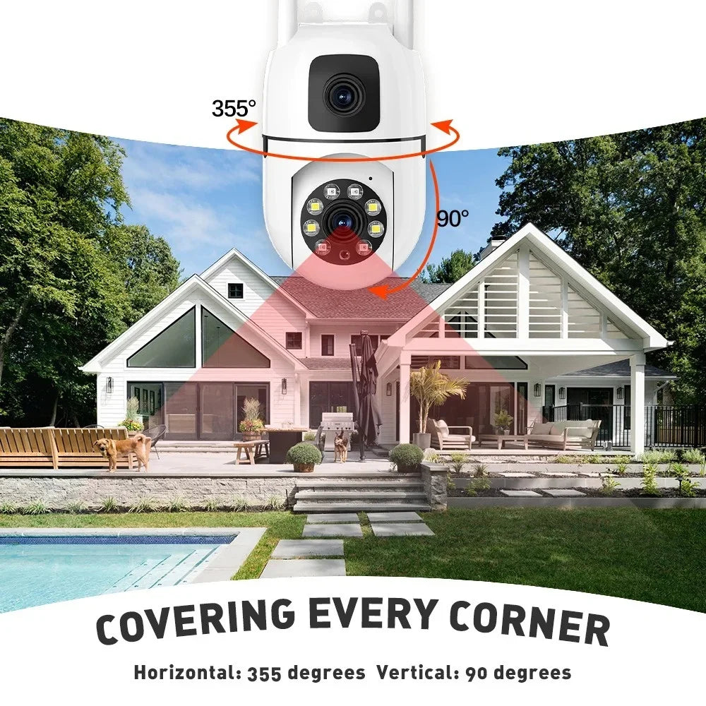 8MP Wifi IP Wireless Camera 8X Zoom Dual Lens Surveillance CCTV Camera Two-way Audio Color Night Vision PTZ AI Tracking Cameras