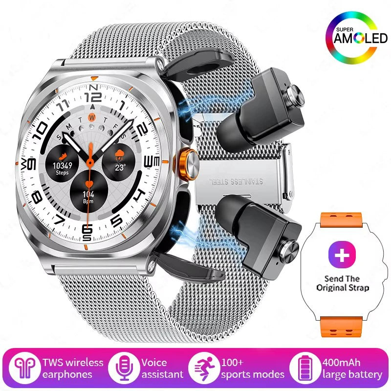 2025 New Smartwatch 2 In1 Headset Features Bt Call Health Detection, Ip67 Water Resistance, Gps Positioning, Sports Mode Watch