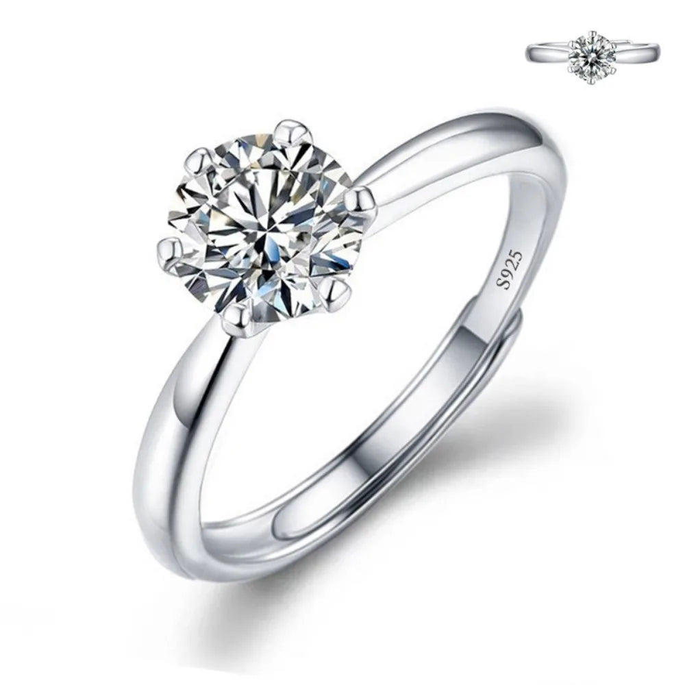 Never Fade Luxury Classic 18K White Gold Color Ring Solitaire 2 Carat Zirconia Diamant Wedding Band Women Jewelry Accessories