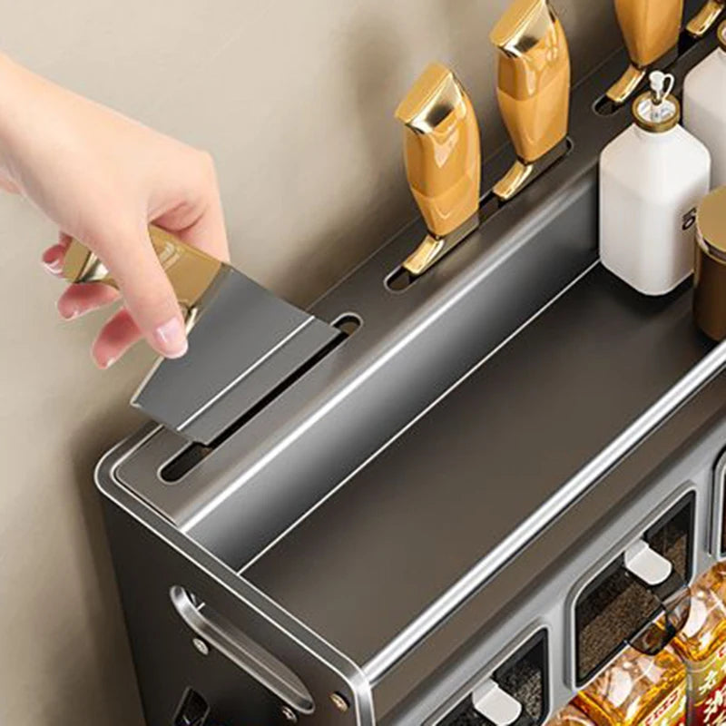 Kitchen Spice Racks Home Kitchen  Cabinet Seasoning Holder Cutlery Holder Modern Multifunction Organizers Shelves Removable