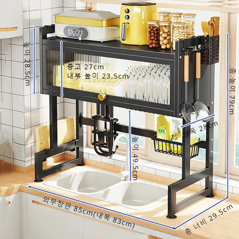 Kitchen Storage Cabinet Kitchen Stainless Steel Drain Shelf Multi Organizer Cabinet Sink Rack Over The Sink Dish Drying Rack