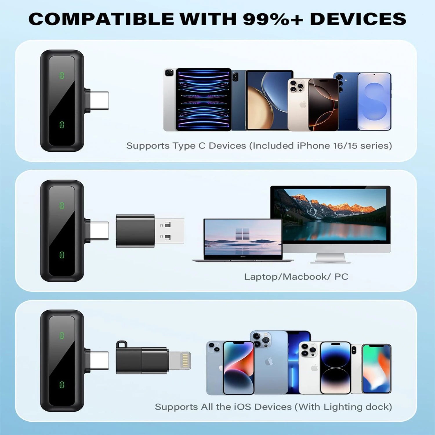 Wireless Lavalier Microphone For iPhone Android PC Audio Video Recording Noise Cancelling Clip-on Mics For Vlog Tiktok YouTube