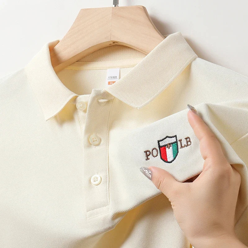 Men's Summer Embroidered Casual Fashion Short Sleeve POLO Shirt Comfortable Top