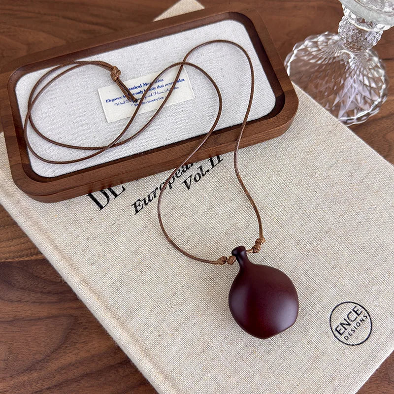 Fashion Women Necklace New Chinese Retro Long Hollow Wooden Pendant Unique Design Elegant Stylish Chain For Ladies