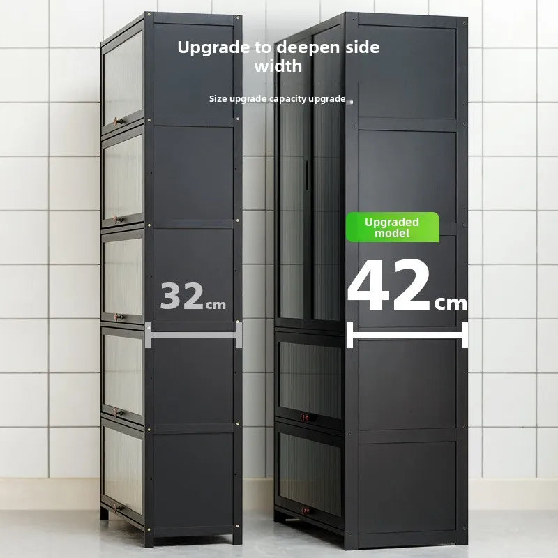 Kitchen shelf, floor standing multifunctional bowl cabinet, microwave oven cabinet, dining side storage cabinet