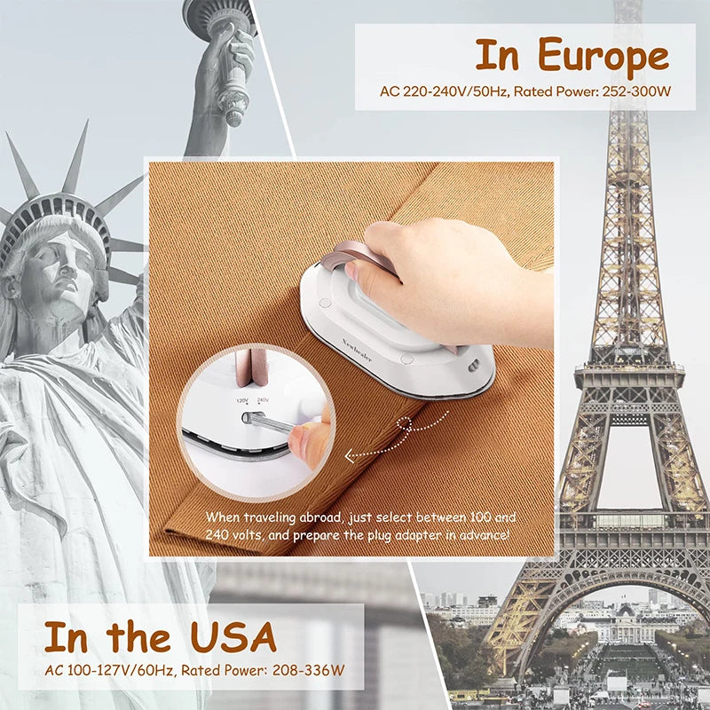 300W Electric Iron Mini Clothes Dryer Travel Dual-voltage Dryer Ceramic Based Iron Clothing Wrinkle Remover