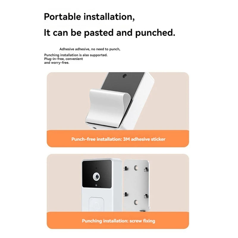 Wireless Smart Video Doorbell Camera with Night Vision, Two-Way Audio, WiFi Security Doorbell with Cloud Storage for Home Security