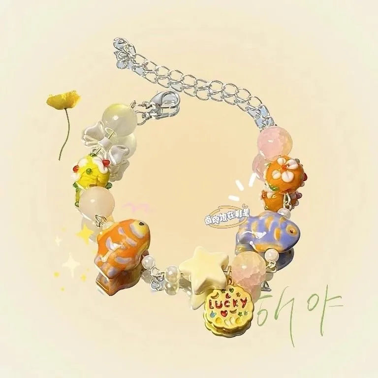 Handmade Colorful Beaded Bracelet Stretch Bracelets Fashion Bangle Elastic Cord Bracelet Statement Jewelry pulseras mujer