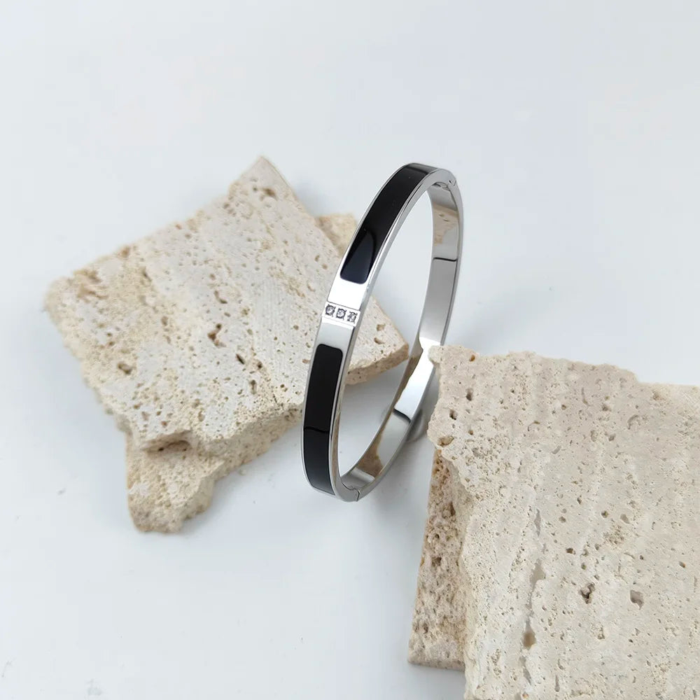 Fashion New Stainless Steel Bracelet Jewelry for Women Men Simple Zircon Gold Plated Girls Gift Hot Selling