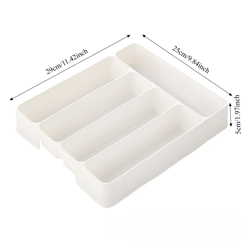 Kitchen Drawer Organizer Adjustable Divider Storage Box for Utensils Cutlery Knife Fork Spoon Chopsticks Cabinet Built In Tray