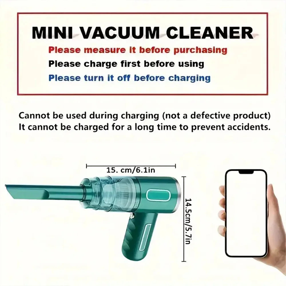Small household vacuum cleaner, 5000Pa suction, handheld and portable design, suitable for cleaning cars, workshops, computers