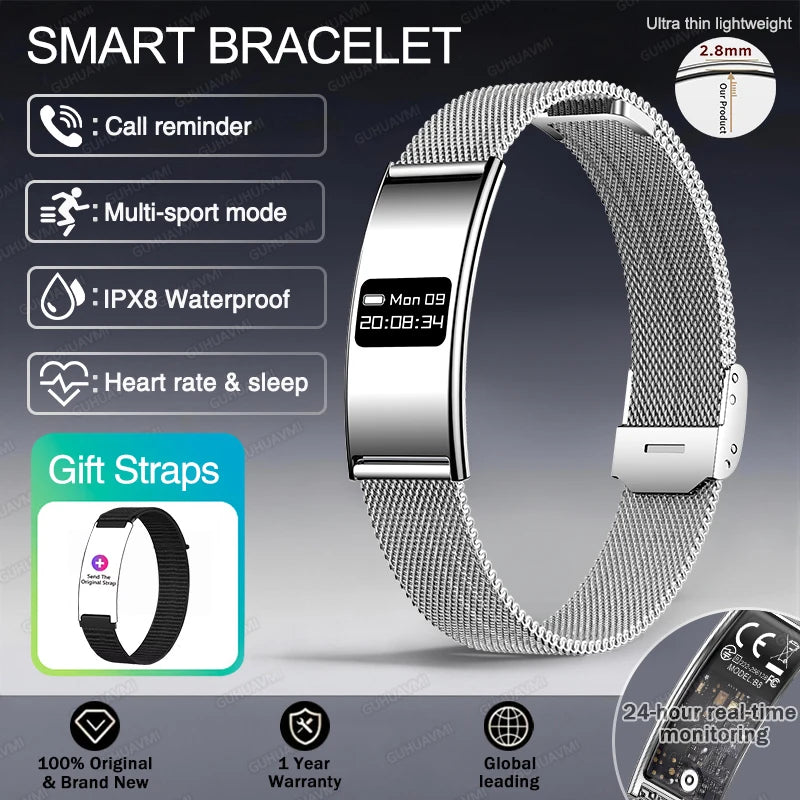 2026 Men Women Smart Bracelet Heart Rate Blood oxygen Sleep Monitor Health Band Waterproof Sports Fitness Tracker Smart Watch