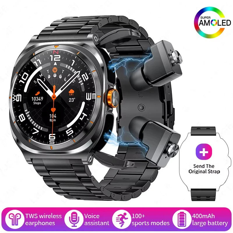 2025 New Smartwatch 2 In1 Headset Features Bt Call Health Detection, Ip67 Water Resistance, Gps Positioning, Sports Mode Watch