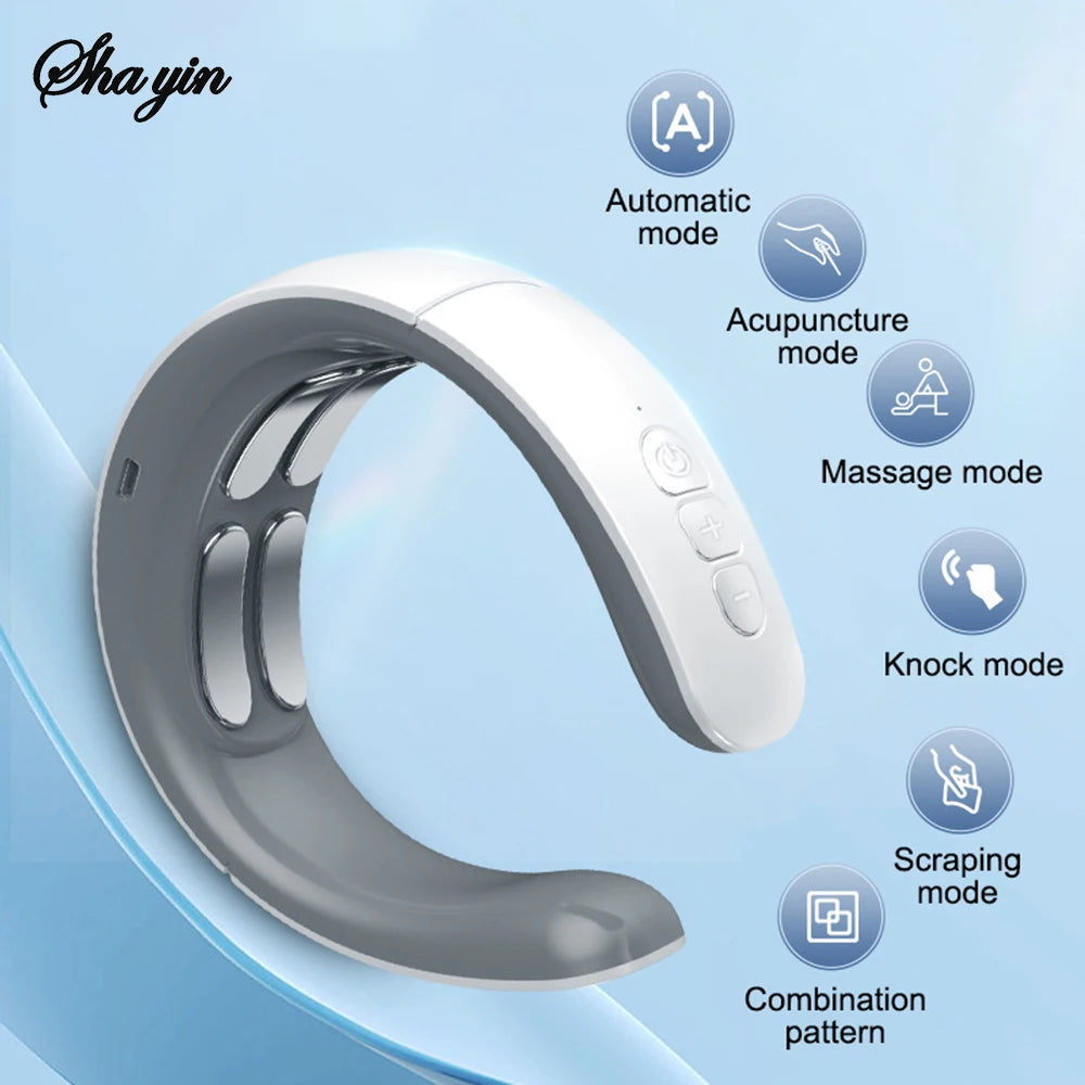 Intelligent Electric Cervical Spine Massager Pulse Therapy Device Neck Protection Comfortable Design for Relieving Muscle Tensio