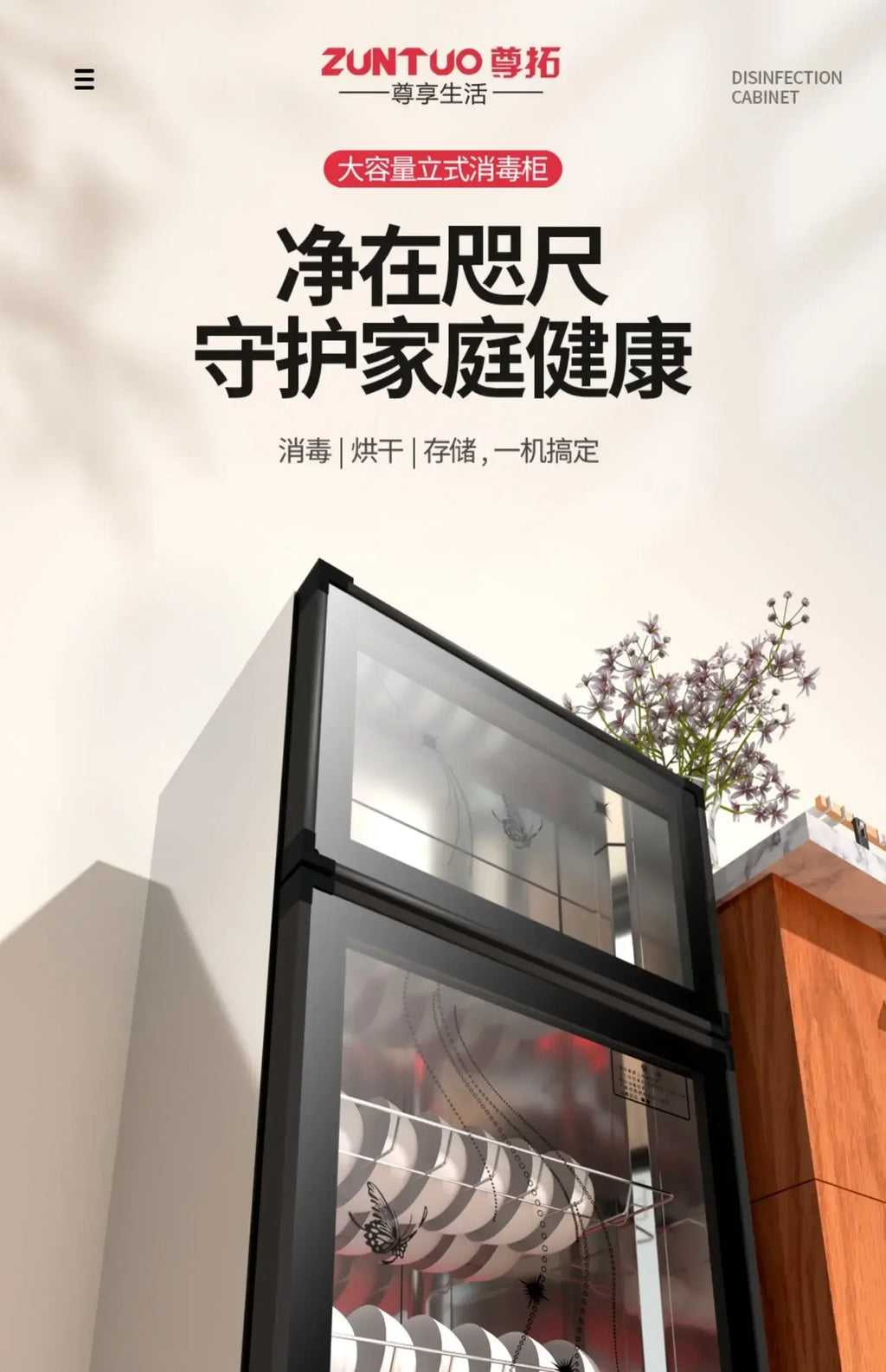 household commercial Disinfection cabinet  vertical double door stainless steel small hotel kitchen desktop cleaning cabinet