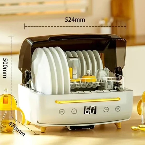 Mini Household Disinfection Machine for Bowls and Chopsticks on Counter, Free Drainage, Drying Function