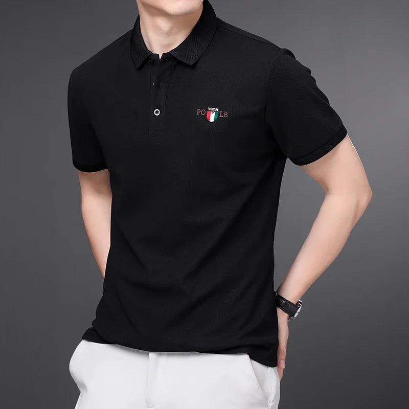 Men's Summer Embroidered Casual Fashion Short Sleeve POLO Shirt Comfortable Top