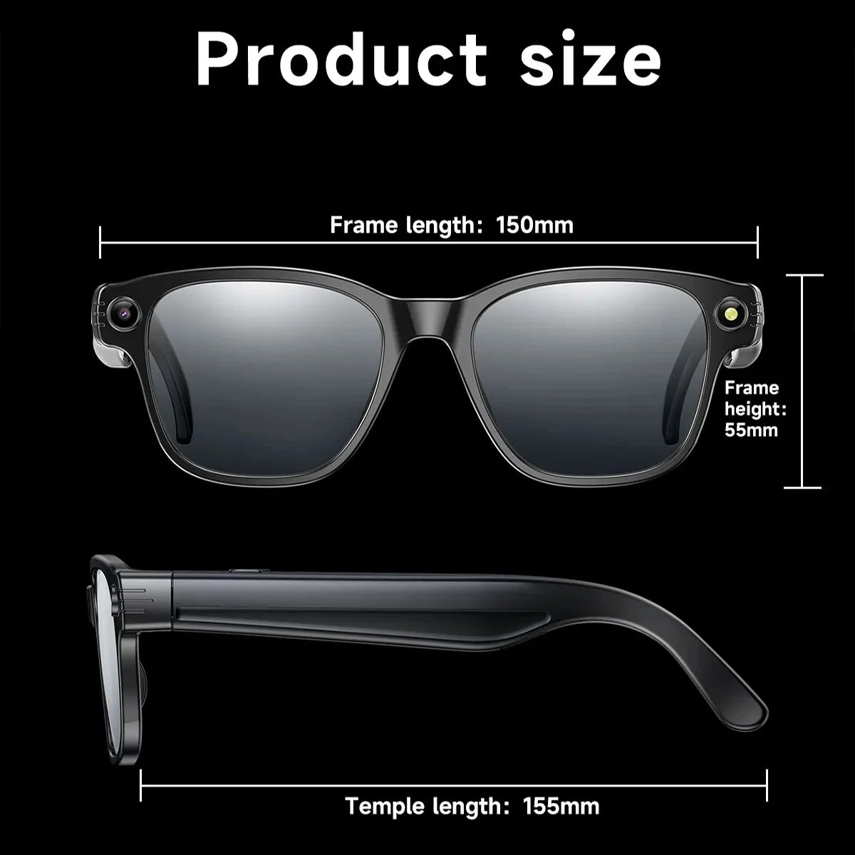 AI Smart Glasses Take Pictures Voice Assistant Translate Touch Control Recording Video Waterproof Bluetooth Smart Sunglasses