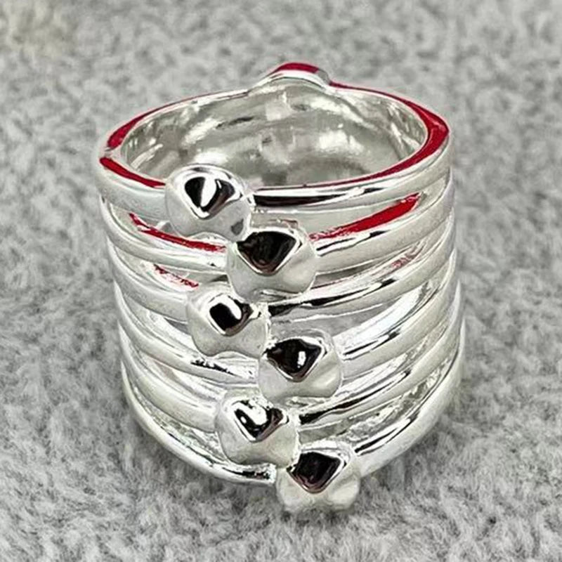 2025 European and American fashion trend electroplated gold and silver luxury ring, suitable for women's jewelry