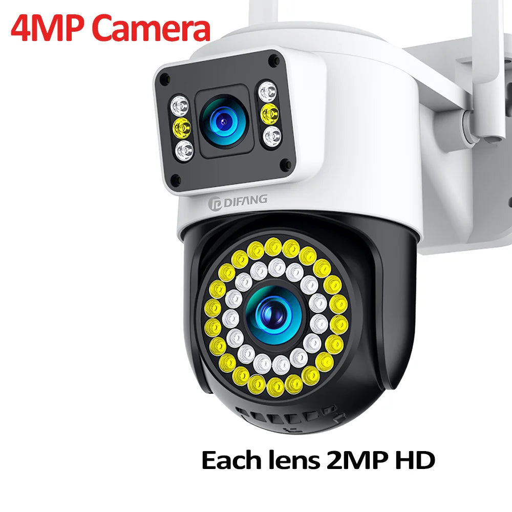 4K 8MP WiFi Camera Outdoor Dual Lens Dual Screen CCTV Security Protection Ai Tracking  Street Cam Surveillance Yoosee